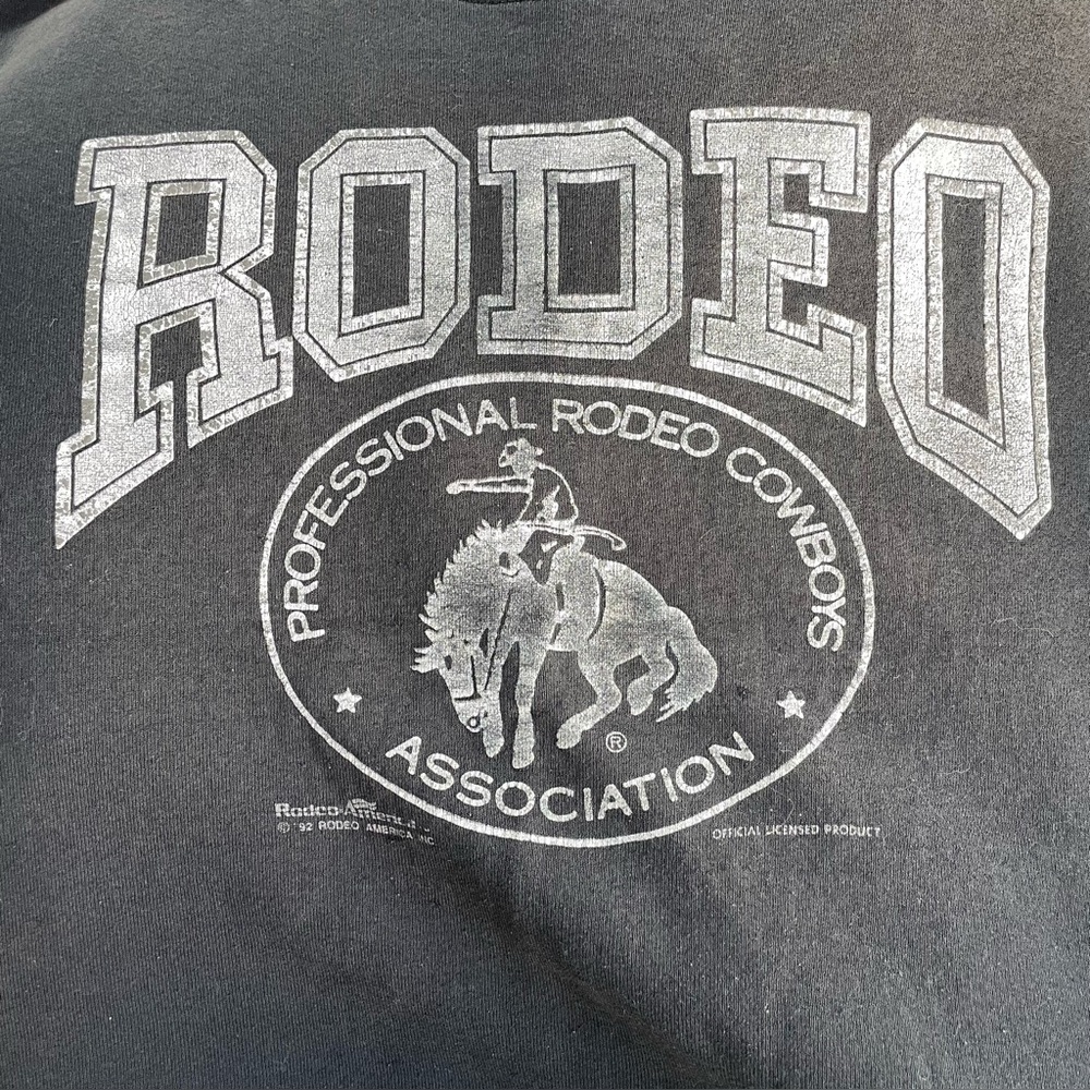 Vintage Black Rodeo Western Bronco Cowboy Graphic Crewneck pullover Sweater - Picture 7 of 7